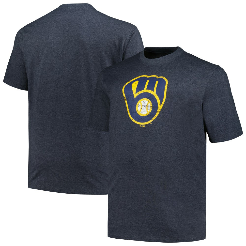 MLB Milwaukee Brewers Profile Big & Tall Weathered Logo T-Shirt