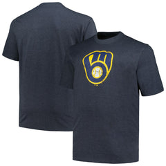 MLB Milwaukee Brewers Profile Big & Tall Weathered Logo T-Shirt