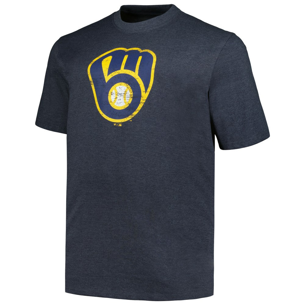 MLB Milwaukee Brewers Profile Big & Tall Weathered Logo T-Shirt