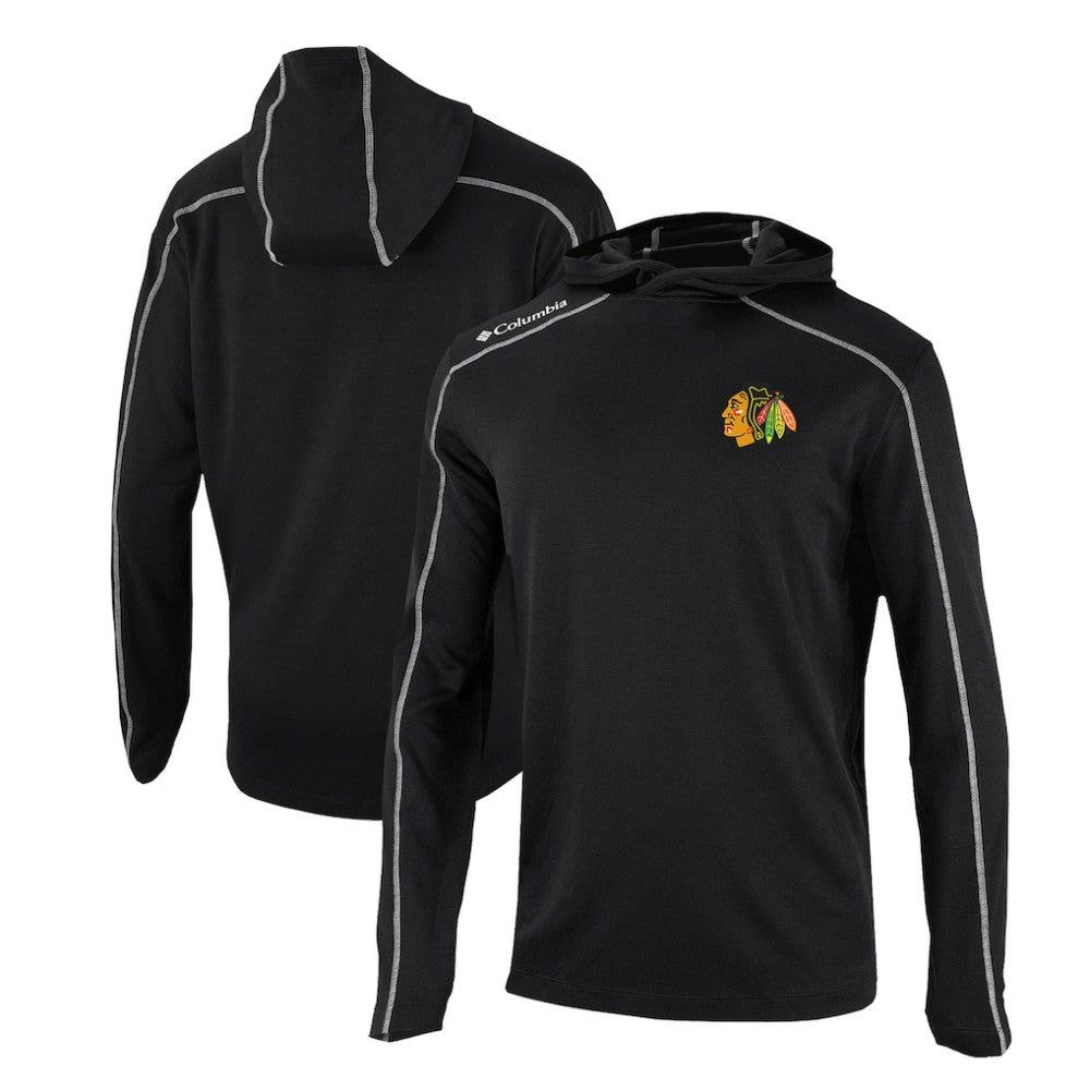 NHL Black Chicago Blackhawks Columbia Omni-Wick Shotgun Long Sleeve Hoodie T-Shirt
