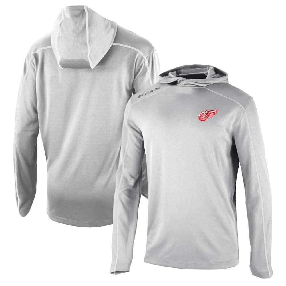 NHL Gray Detroit Red Wings Columbia Omni-Wick Shotgun Long Sleeve Hoodie T-Shirt