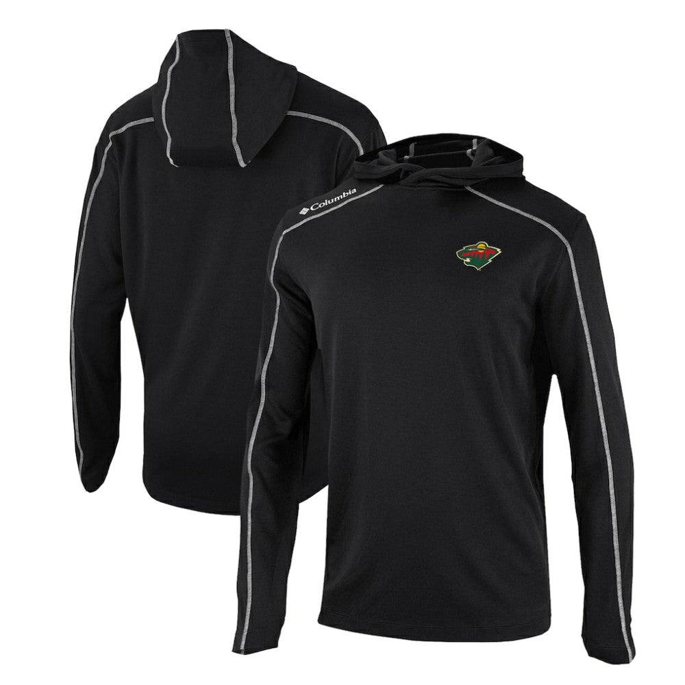 NHL Black Minnesota Wild Columbia Omni-Wick Shotgun Long Sleeve Hoodie T-Shirt