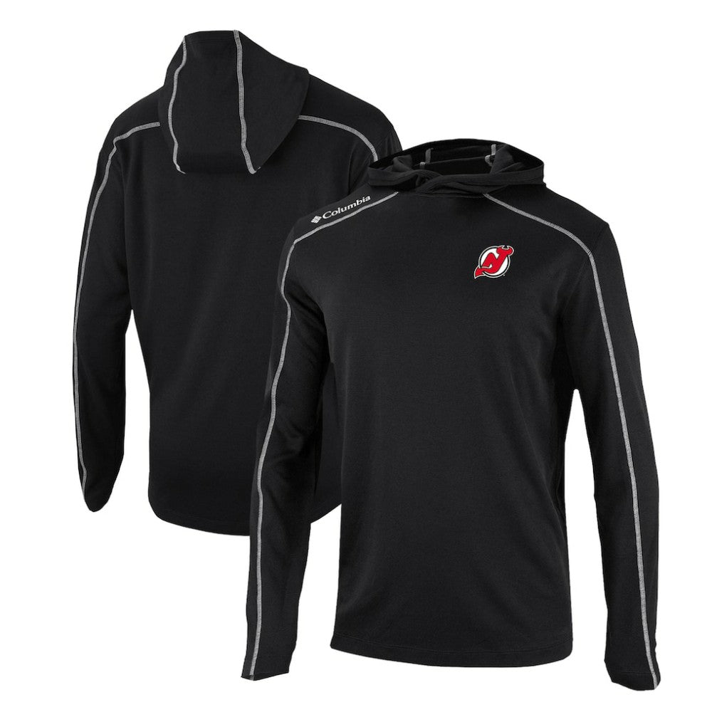 NHL Black New Jersey Devils Columbia Omni-Wick Shotgun Long Sleeve Hoodie T-Shirt