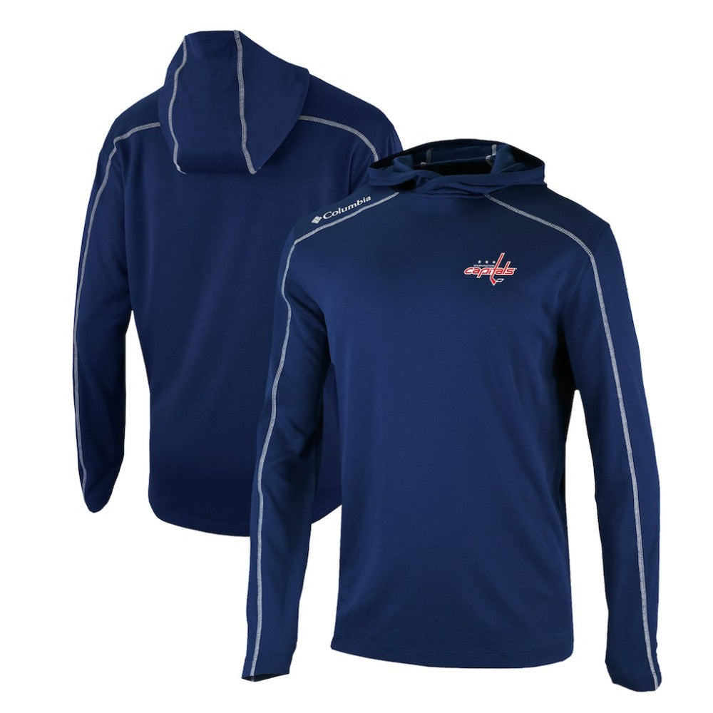 NHL Navy Washington Capitals Columbia Omni-Wick Shotgun Long Sleeve Hoodie T-Shirt