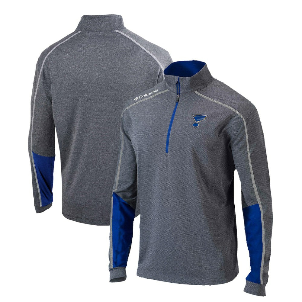 NHL Gray/Blue St. Louis Blues Columbia Omni-Wick Shotgun 2.0 Quarter-Zip Pullover Top