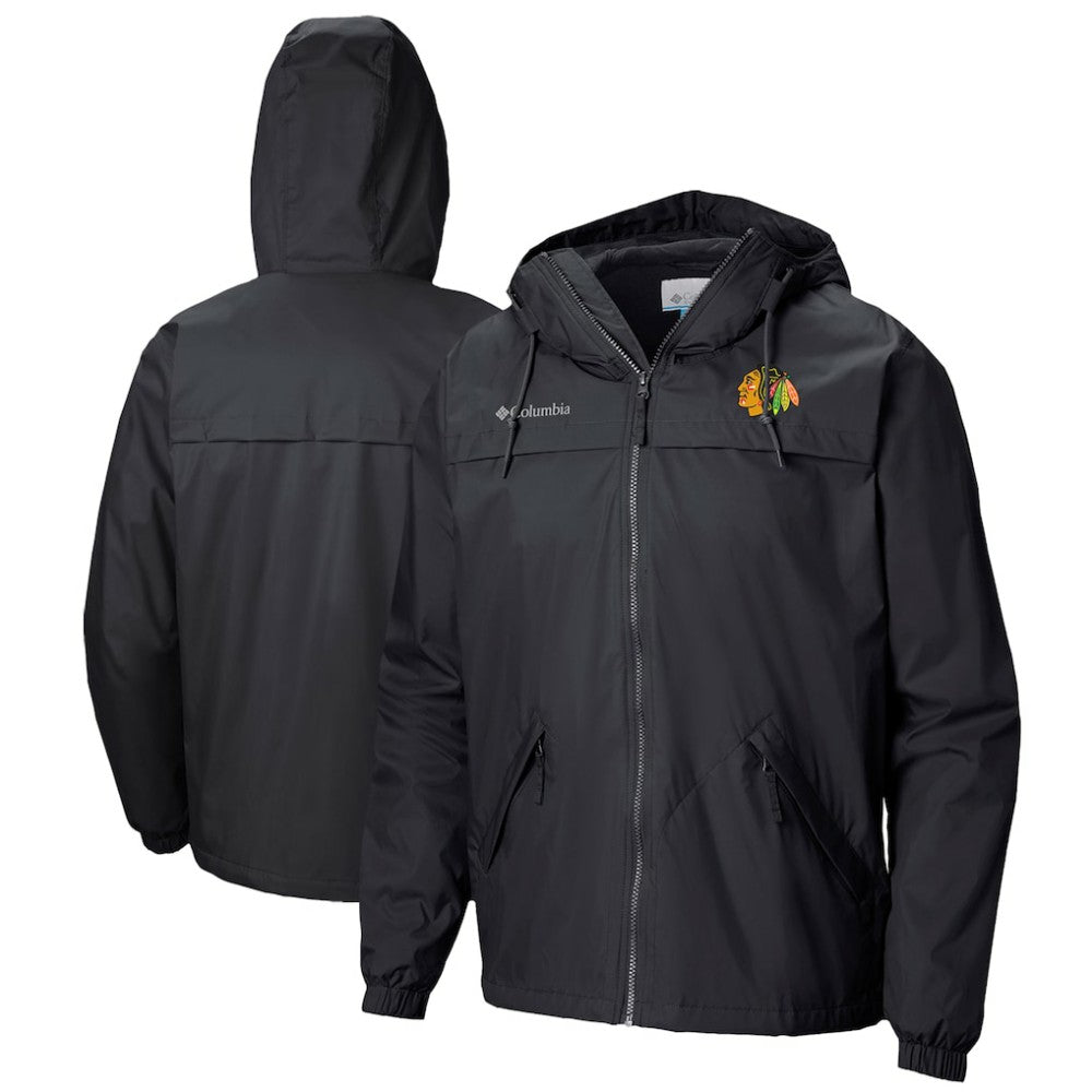 NHL Black Chicago Blackhawks Columbia Oroville Creek Lightweight Full-Zip Windbreaker Jacket