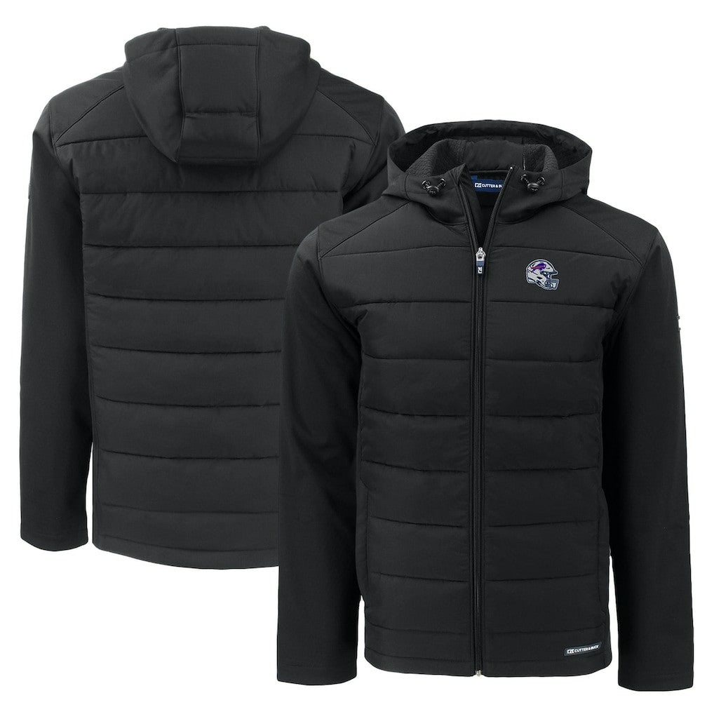 Cutter & Buck Helmet Evoke Hybrid Eco Softshell Recycled Full-Zip Hoodie Jacket - Buffalo Bills