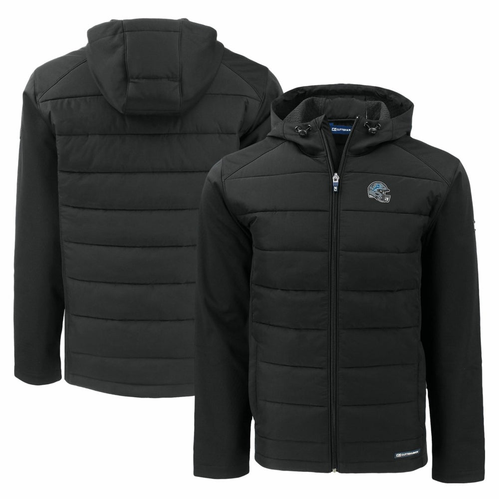 Cutter & Buck Helmet Evoke Hybrid Eco Softshell Recycled Full-Zip Hoodie Jacket - Detroit Lions