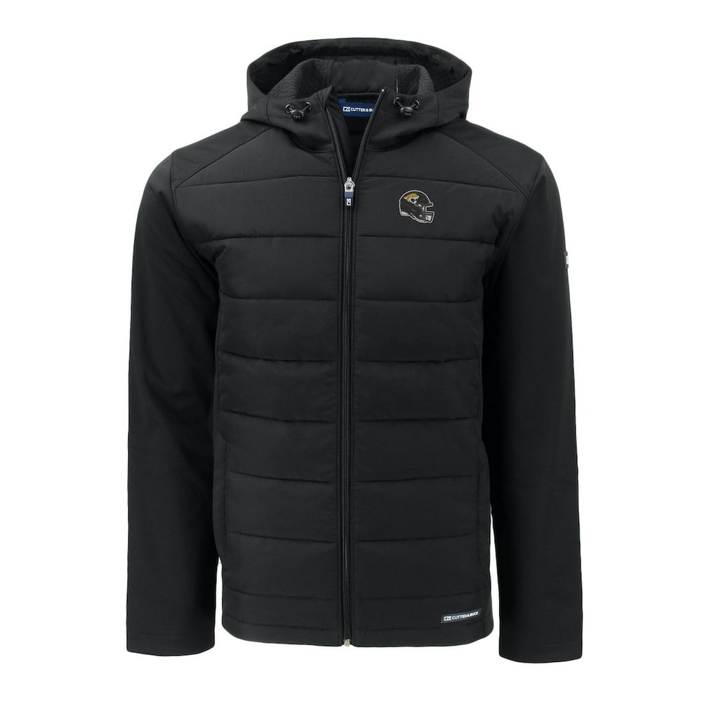 Cutter & Buck Helmet Evoke Hybrid Eco Softshell Recycled Full-Zip Hoodie Jacket - Jacksonville Jaguars