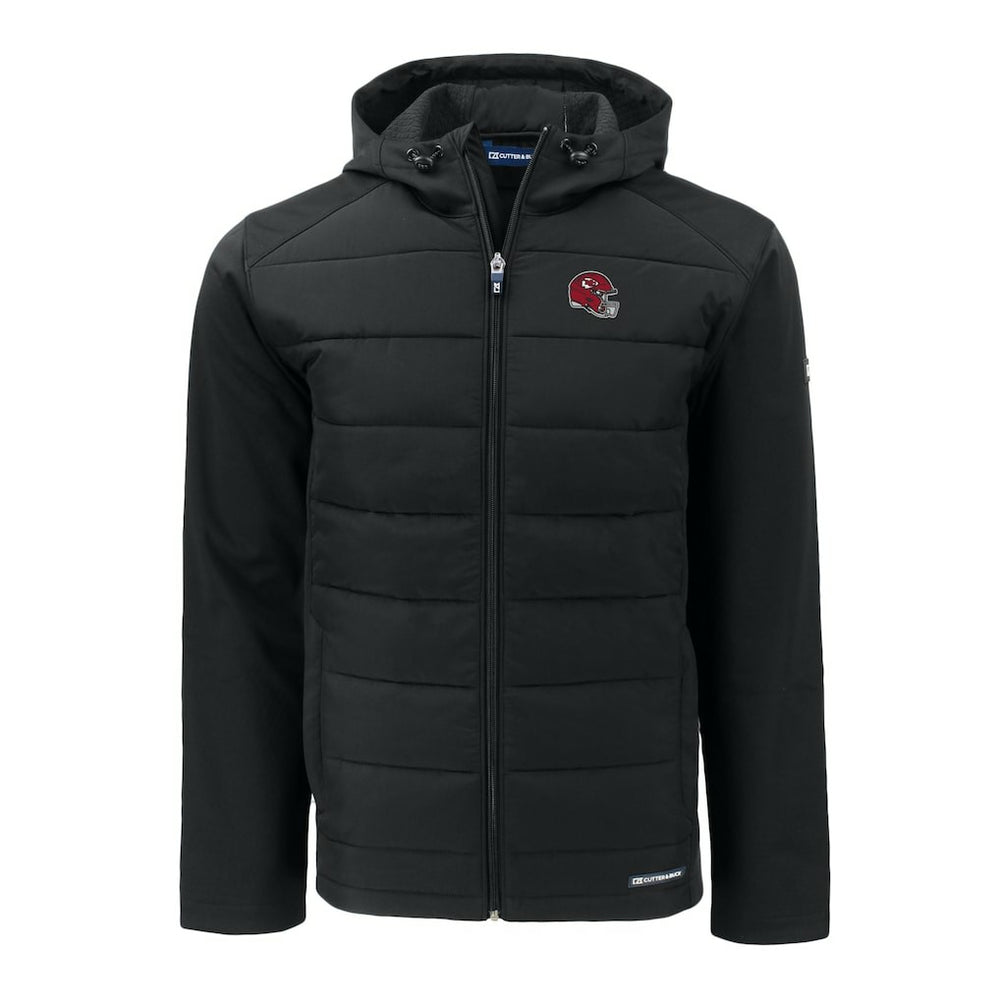 Cutter & Buck Helmet Evoke Hybrid Eco Softshell Recycled Full-Zip Hoodie Jacket - Kansas City Chiefs
