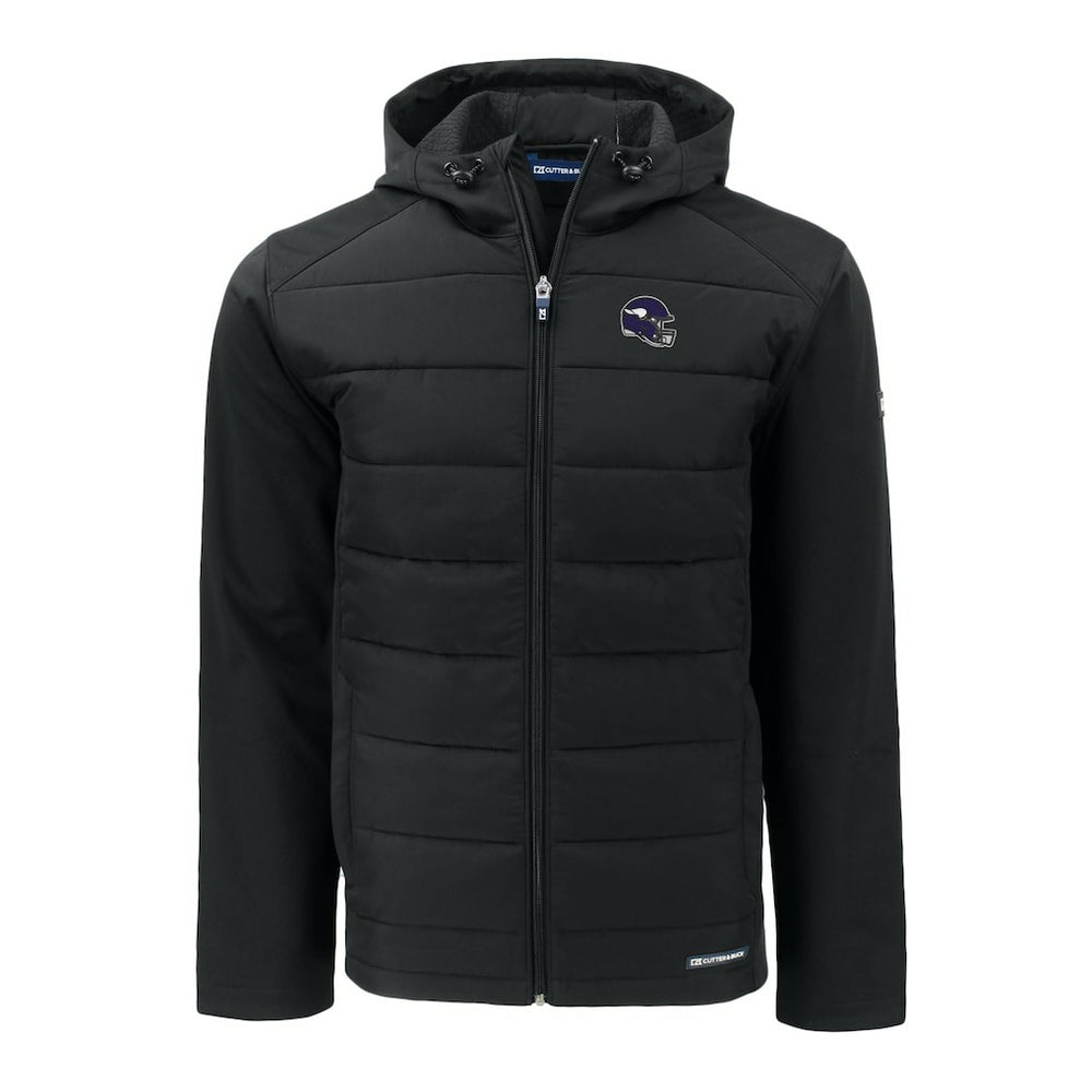 Cutter & Buck Helmet Evoke Hybrid Eco Softshell Recycled Full-Zip Hoodie Jacket - Minnesota Vikings