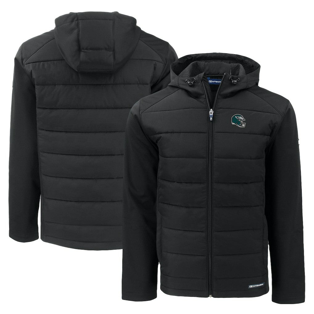 Cutter & Buck Helmet Evoke Hybrid Eco Softshell Recycled Full-Zip Hoodie Jacket - Philadelphia Eagles