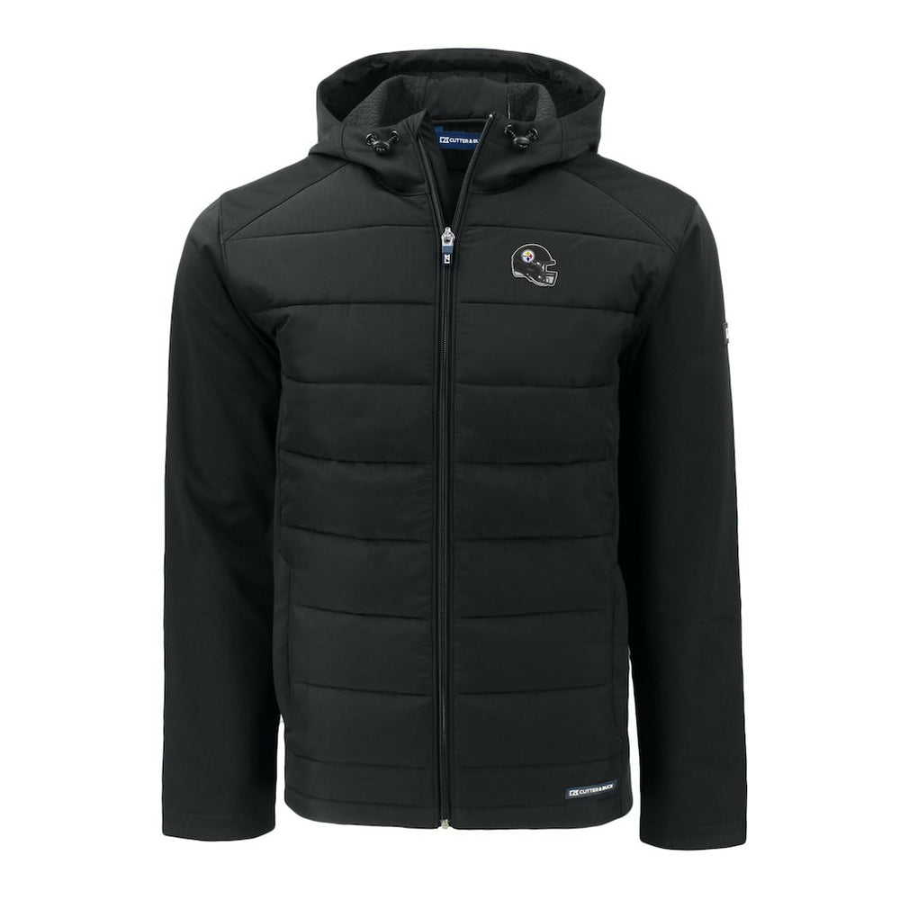 Cutter & Buck Helmet Evoke Hybrid Eco Softshell Recycled Full-Zip Hoodie Jacket - Pittsburgh Steelers