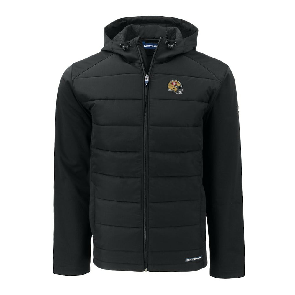 Cutter & Buck Helmet Evoke Hybrid Eco Softshell Recycled Full-Zip Hoodie Jacket - San Francisco 49ers