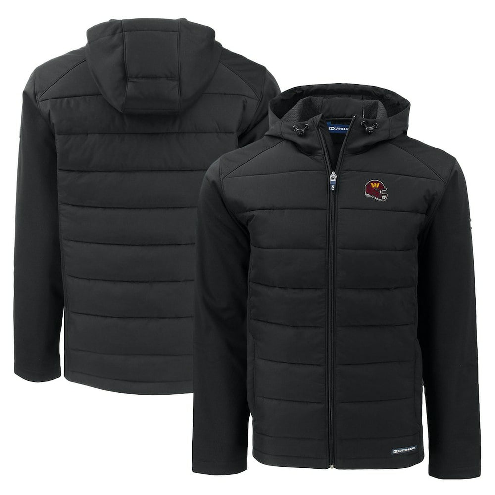 Cutter & Buck Helmet Evoke Hybrid Eco Softshell Recycled Full-Zip Hoodie Jacket - Washington Commanders