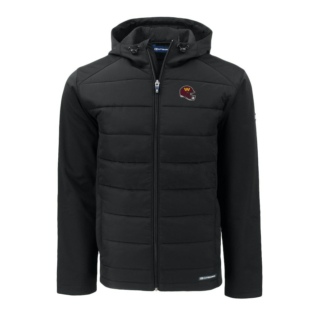 Cutter & Buck Helmet Evoke Hybrid Eco Softshell Recycled Full-Zip Hoodie Jacket - Washington Commanders