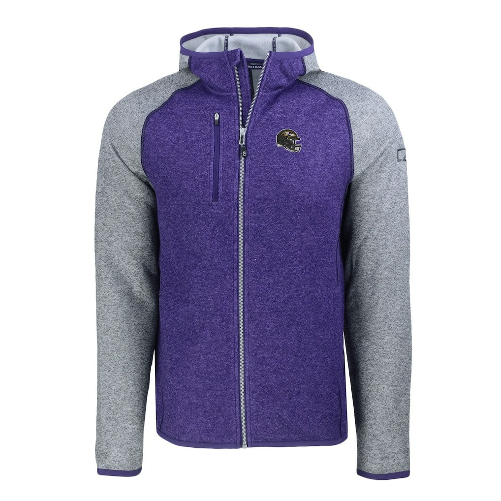 Cutter & Buck Helmet Mainsail Sweater-Knit Full-Zip Hoodie - Baltimore Ravens