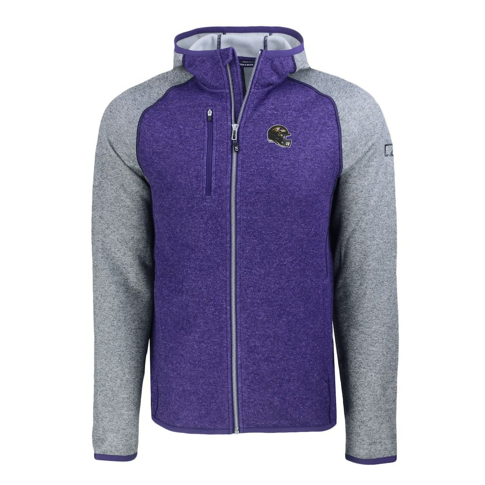 Cutter & Buck Helmet Mainsail Sweater-Knit Full-Zip Hoodie - Baltimore Ravens