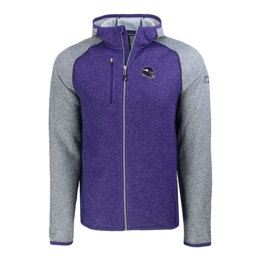 Cutter & Buck Helmet Mainsail Sweater-Knit Full-Zip Hoodie - Minnesota Vikings