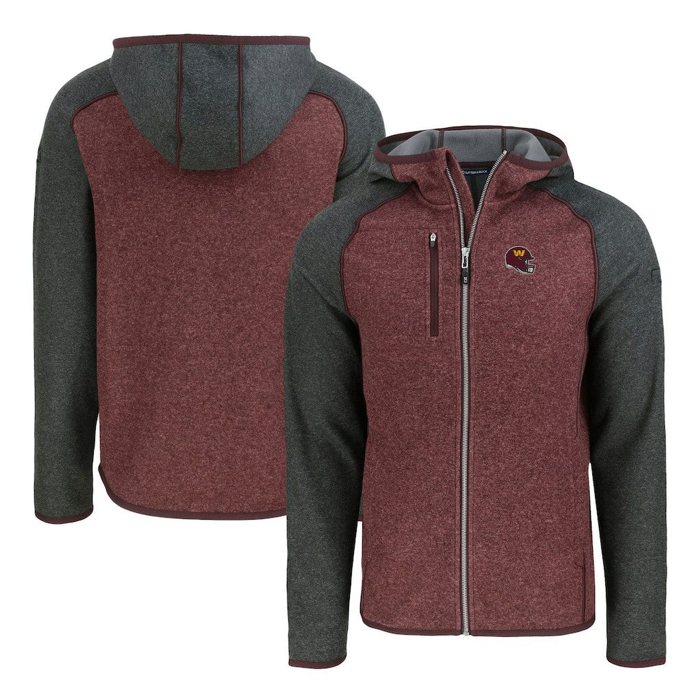 Cutter & Buck Helmet Mainsail Sweater-Knit Full-Zip Hoodie - Washington Commanders
