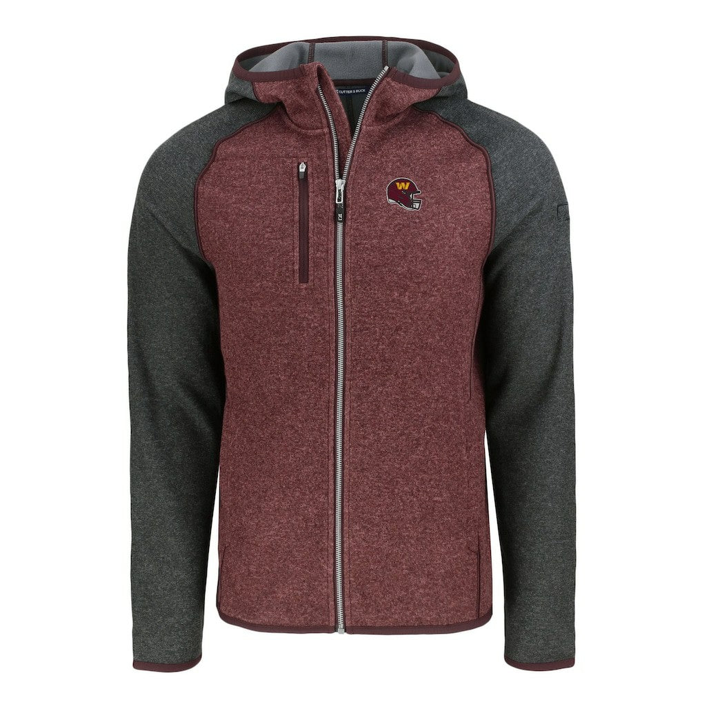 Cutter & Buck Helmet Mainsail Sweater-Knit Full-Zip Hoodie - Washington Commanders