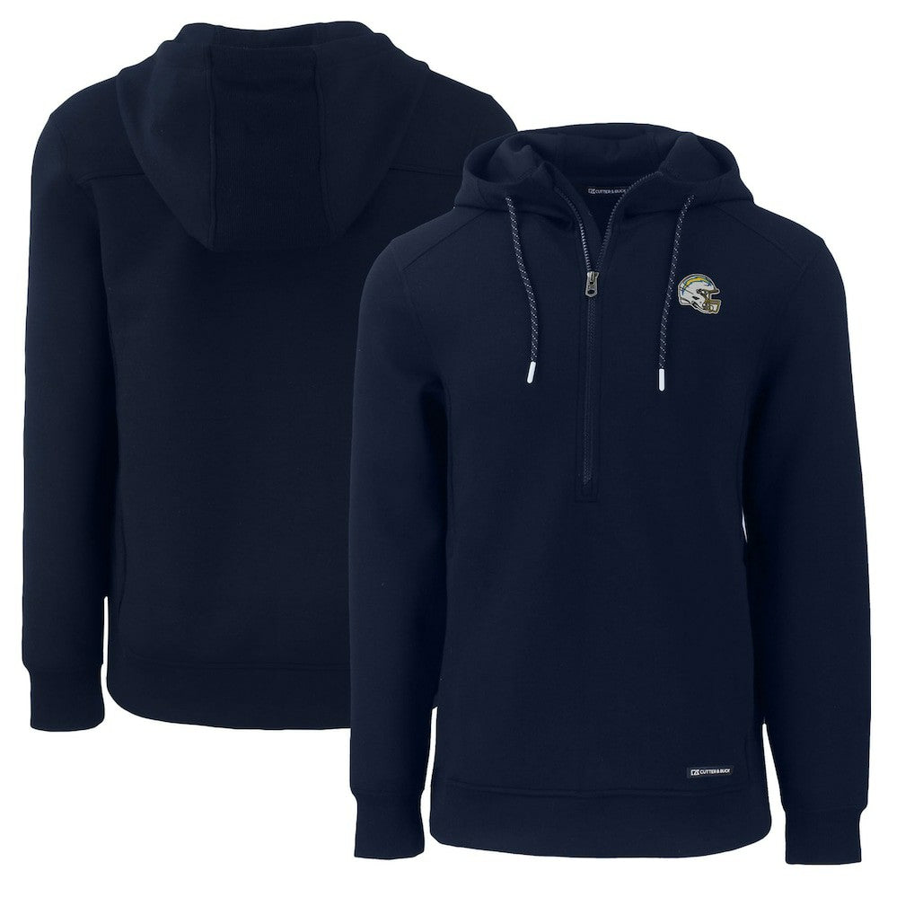 Cutter & Buck Helmet Roam Eco Half-Zip Recycled Pullover Hoodie - Los Angeles Chargers
