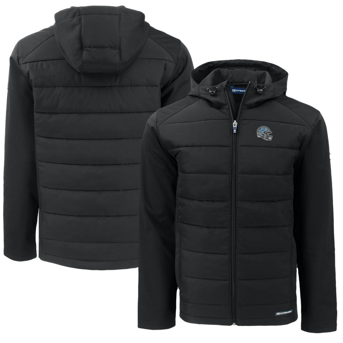Cutter & Buck Helmet Big & Tall Evoke Hybrid Eco Softshell Recycled Full-Zip Hoodie Jacket - Detroit Lions