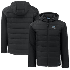 Cutter & Buck Helmet Big & Tall Evoke Hybrid Eco Softshell Recycled Full-Zip Hoodie Jacket - Detroit Lions