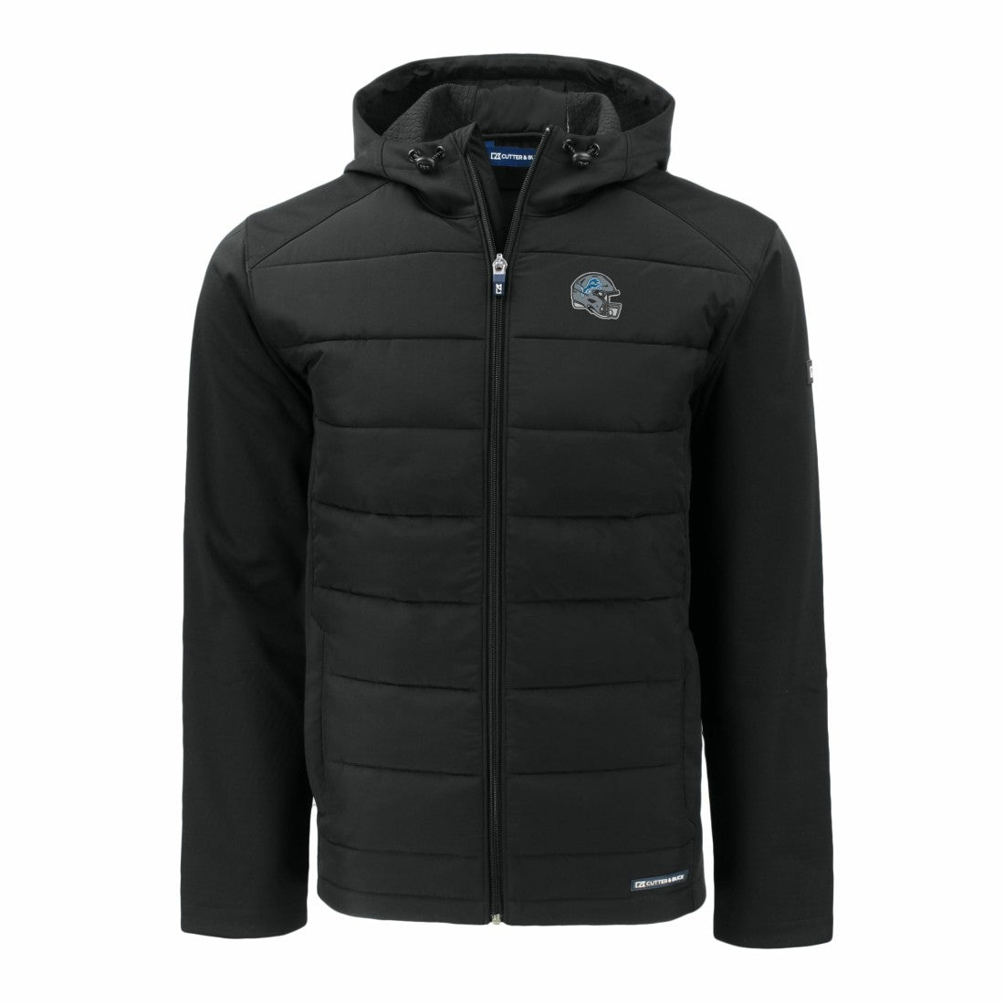 Cutter & Buck Helmet Big & Tall Evoke Hybrid Eco Softshell Recycled Full-Zip Hoodie Jacket - Detroit Lions