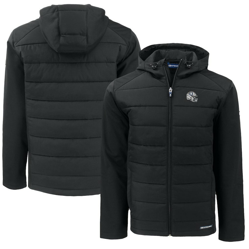 Cutter & Buck Helmet Big & Tall Evoke Hybrid Eco Softshell Recycled Full-Zip Hoodie Jacket - Indianapolis Colts