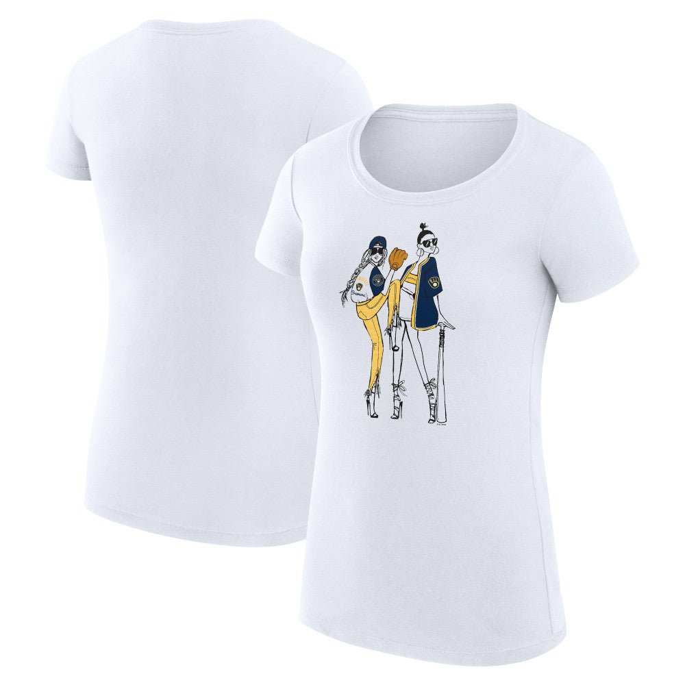 MLB Milwaukee Brewers G-III 4Her by Carl Banks Women's Super-Slim Fit Lightweight Baseball Girls T-Shirt