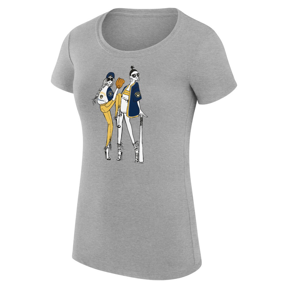MLB Milwaukee Brewers G-III 4Her by Carl Banks Women's Super-Slim Fit Lightweight Baseball Girls T-Shirt