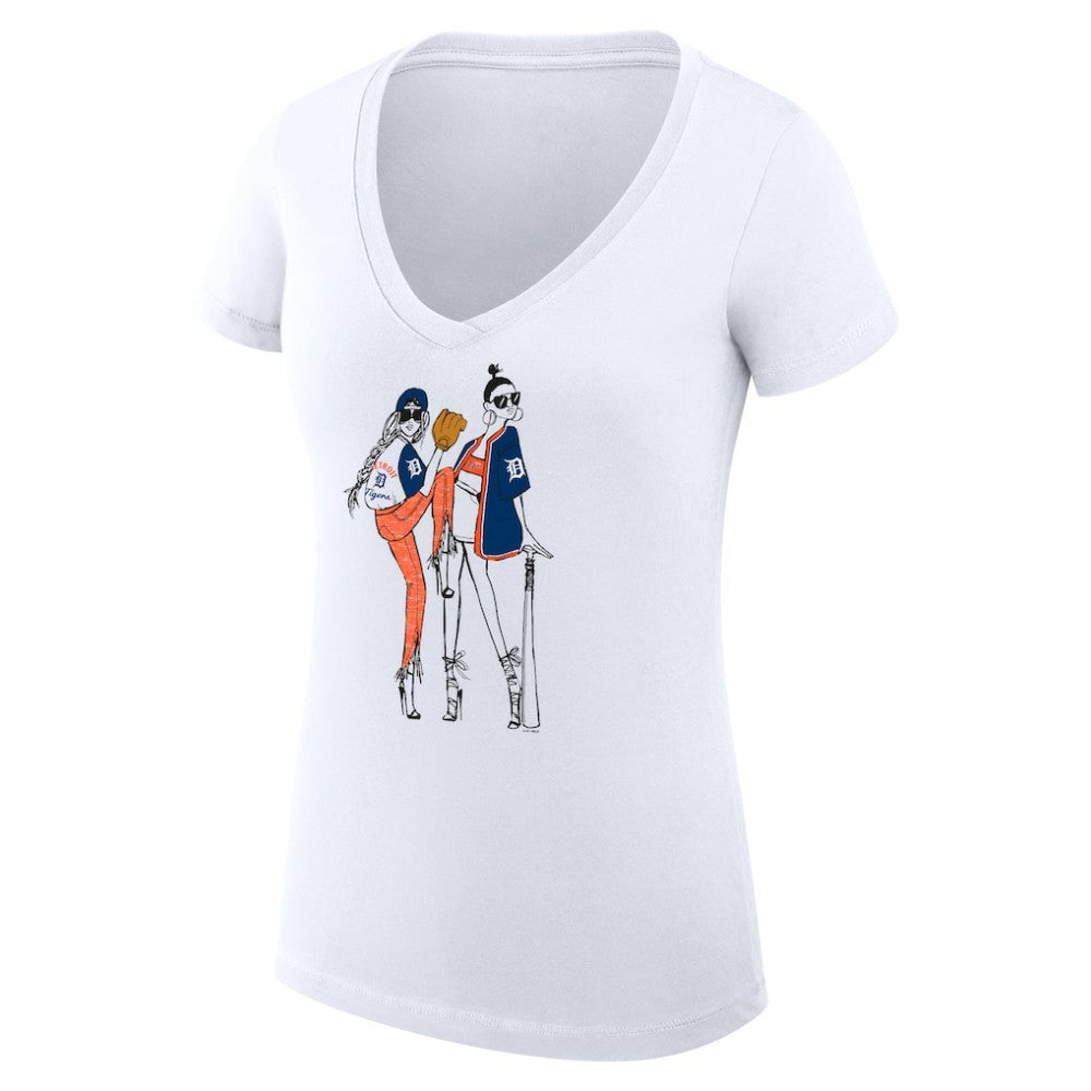 MLB Detroit Tigers G-III 4Her by Carl Banks Women's Super-Slim Fit Lightweight Baseball V-Neck T-Shirt