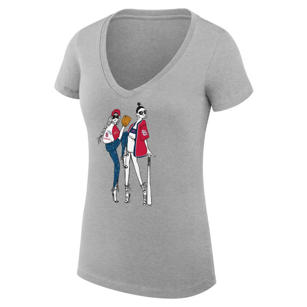 MLB St. Louis Cardinals G-III 4Her by Carl Banks Women's Super-Slim Fit Lightweight Baseball V-Neck T-Shirt