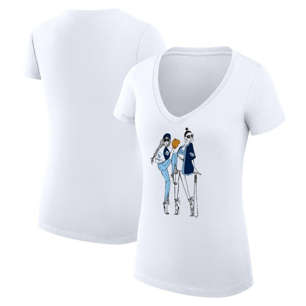 MLB Tampa Bay Rays G-III 4Her by Carl Banks Women's Super-Slim Fit Lightweight Baseball V-Neck T-Shirt
