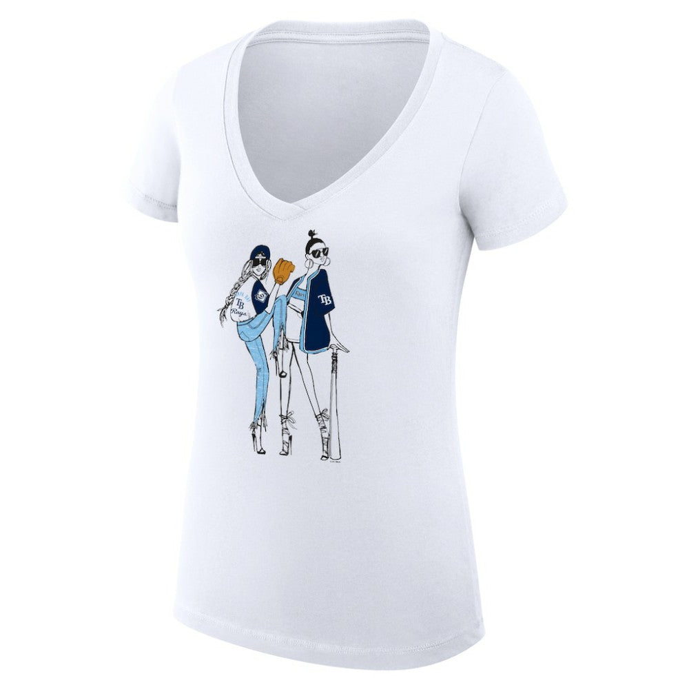 MLB Tampa Bay Rays G-III 4Her by Carl Banks Women's Super-Slim Fit Lightweight Baseball V-Neck T-Shirt