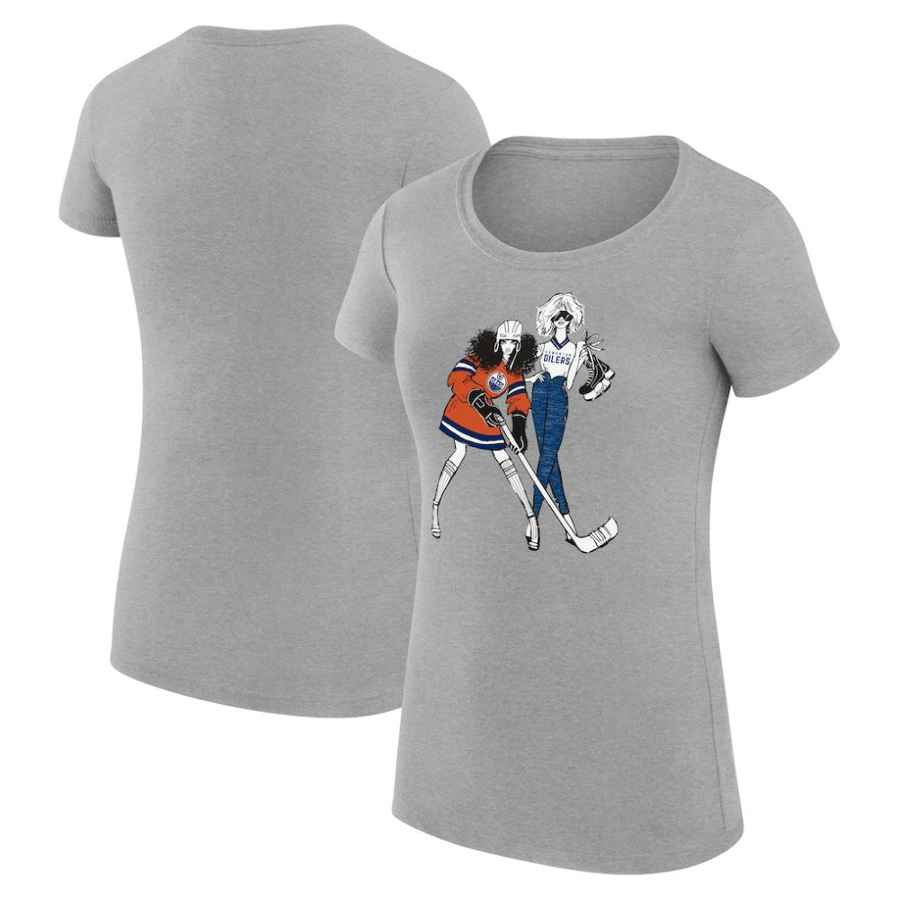 NHL Heather Gray Edmonton Oilers G-III 4Her by Carl Banks Women's Super-Slim Fit Lightweight Hockey Girls T-Shirt