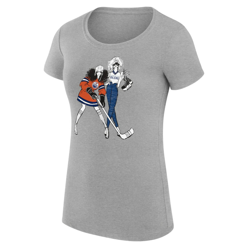 NHL Heather Gray Edmonton Oilers G-III 4Her by Carl Banks Women's Super-Slim Fit Lightweight Hockey Girls T-Shirt