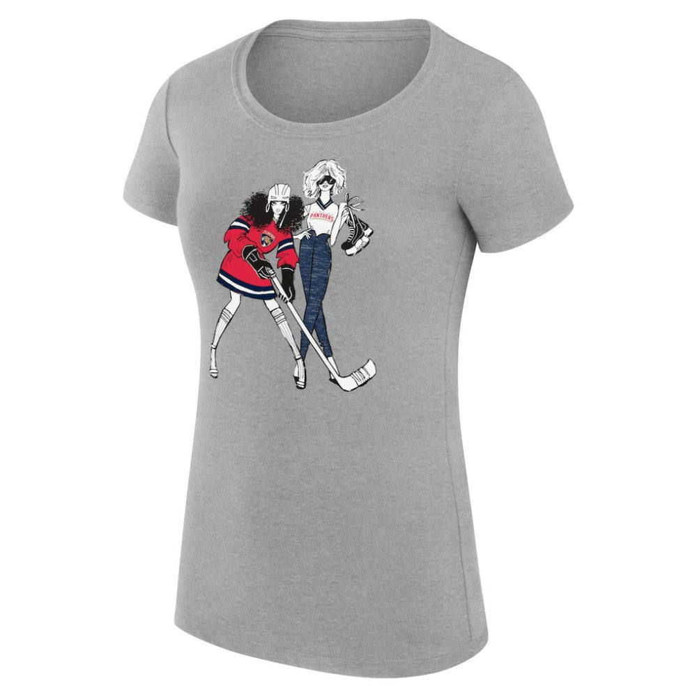 NHL Heather Gray Florida Panthers G-III 4Her by Carl Banks Women's Super-Slim Fit Lightweight Hockey Girls T-Shirt