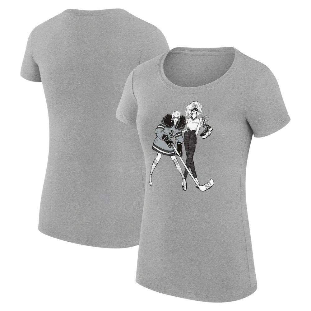 NHL Heather Gray Los Angeles Kings G-III 4Her by Carl Banks Women's Super-Slim Fit Lightweight Hockey Girls T-Shirt
