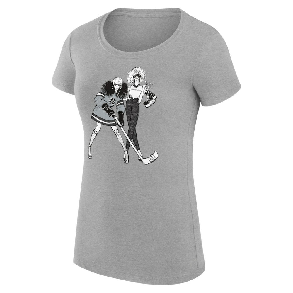 NHL Heather Gray Los Angeles Kings G-III 4Her by Carl Banks Women's Super-Slim Fit Lightweight Hockey Girls T-Shirt