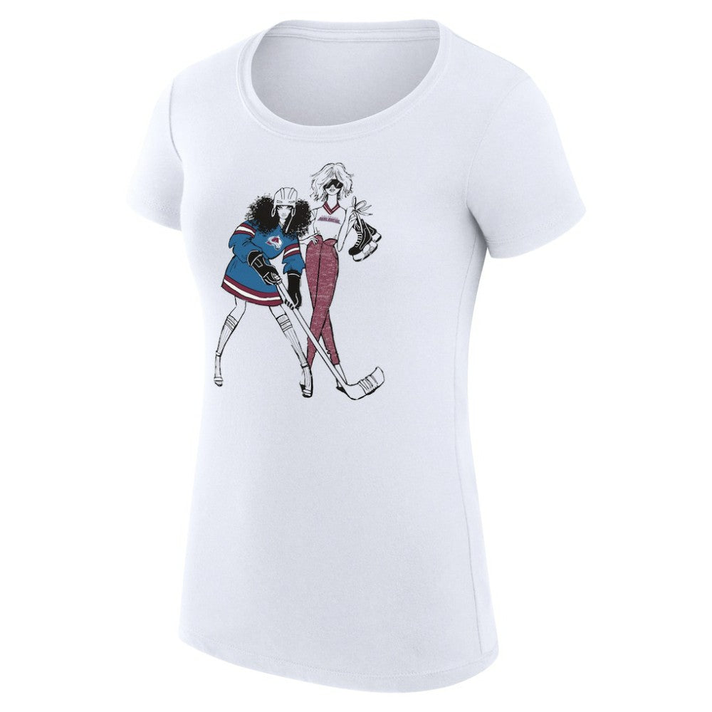 NHL White Colorado Avalanche G-III 4Her by Carl Banks Women's Super-Slim Fit Lightweight Hockey Girls T-Shirt