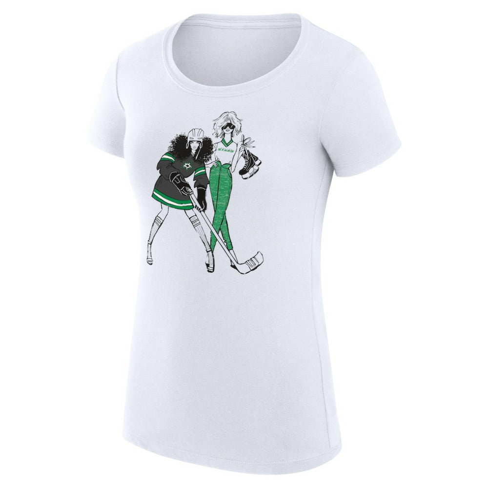 NHL White Dallas Stars G-III 4Her by Carl Banks Women's Super-Slim Fit Lightweight Hockey Girls T-Shirt