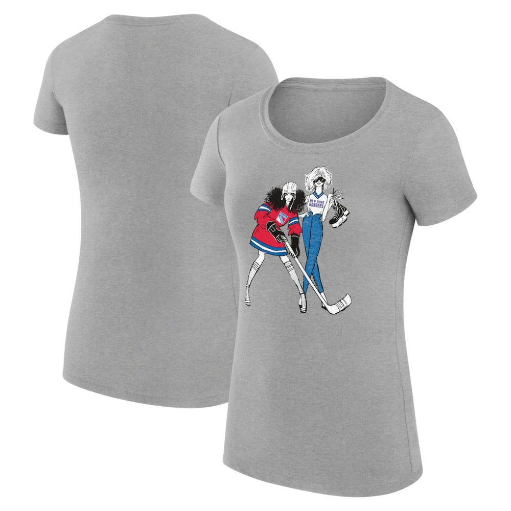NHL Heather Gray New York Rangers G-III 4Her by Carl Banks Women's Super-Slim Fit Lightweight Hockey Girls T-Shirt