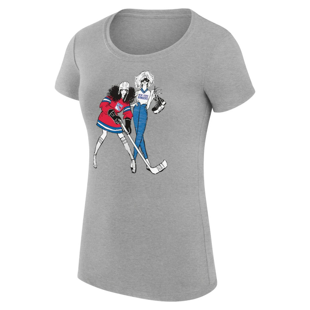 NHL Heather Gray New York Rangers G-III 4Her by Carl Banks Women's Super-Slim Fit Lightweight Hockey Girls T-Shirt
