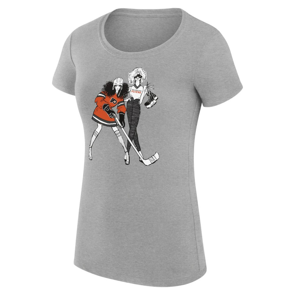 NHL Heather Gray Philadelphia Flyers G-III 4Her by Carl Banks Women's Super-Slim Fit Lightweight Hockey Girls T-Shirt