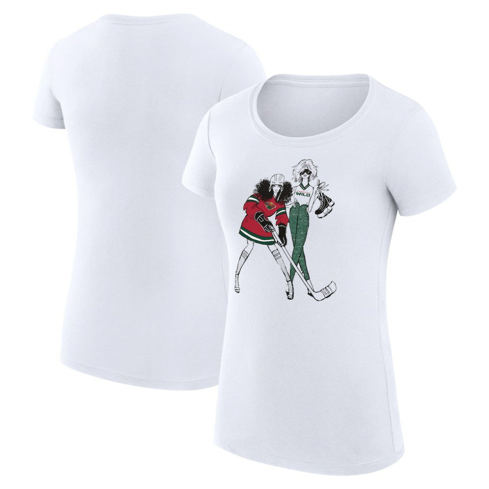 NHL White Minnesota Wild G-III 4Her by Carl Banks Women's Super-Slim Fit Lightweight Hockey Girls T-Shirt