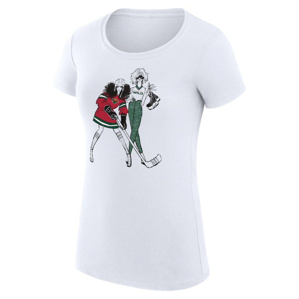 NHL White Minnesota Wild G-III 4Her by Carl Banks Women's Super-Slim Fit Lightweight Hockey Girls T-Shirt