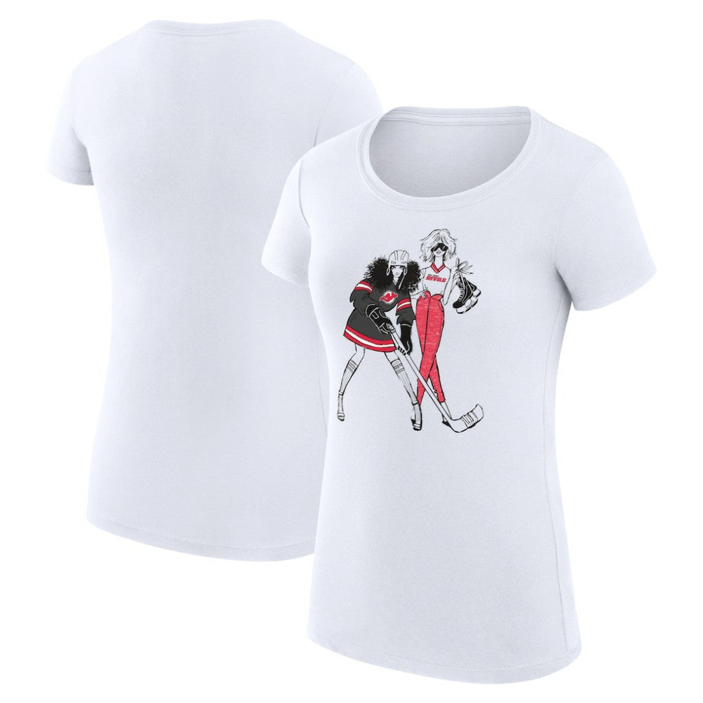 NHL White New Jersey Devils G-III 4Her by Carl Banks Women's Super-Slim Fit Lightweight Hockey Girls T-Shirt