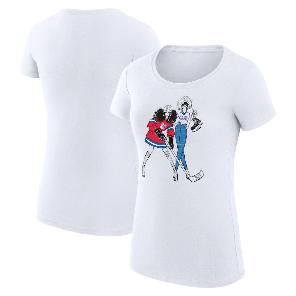 NHL White New York Rangers G-III 4Her by Carl Banks Women's Super-Slim Fit Lightweight Hockey Girls T-Shirt